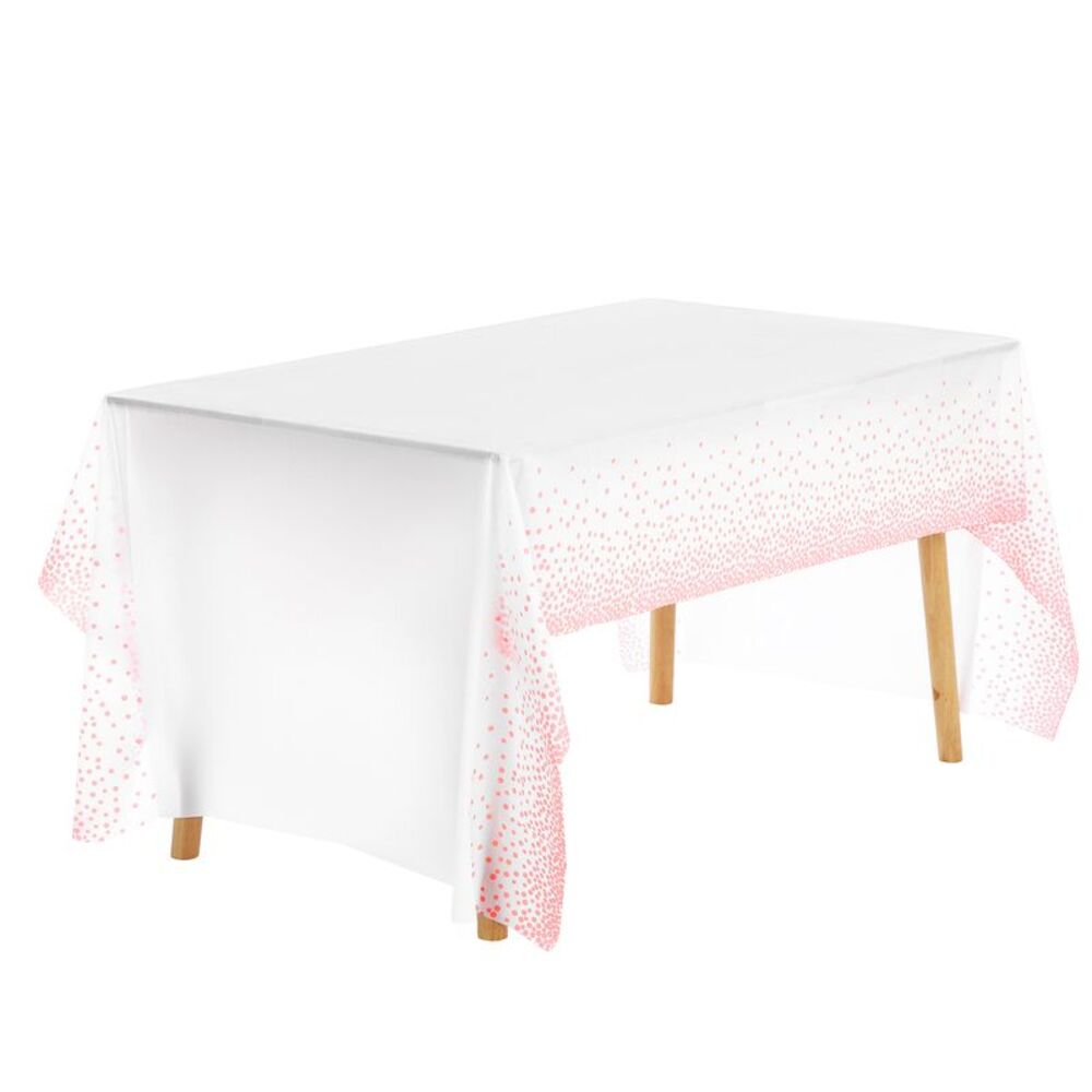 6pcs Tablecloths Plastic Rectangle Dining Table Cover 54x108inch Pink